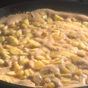 apple cobbler baking in the oven in process