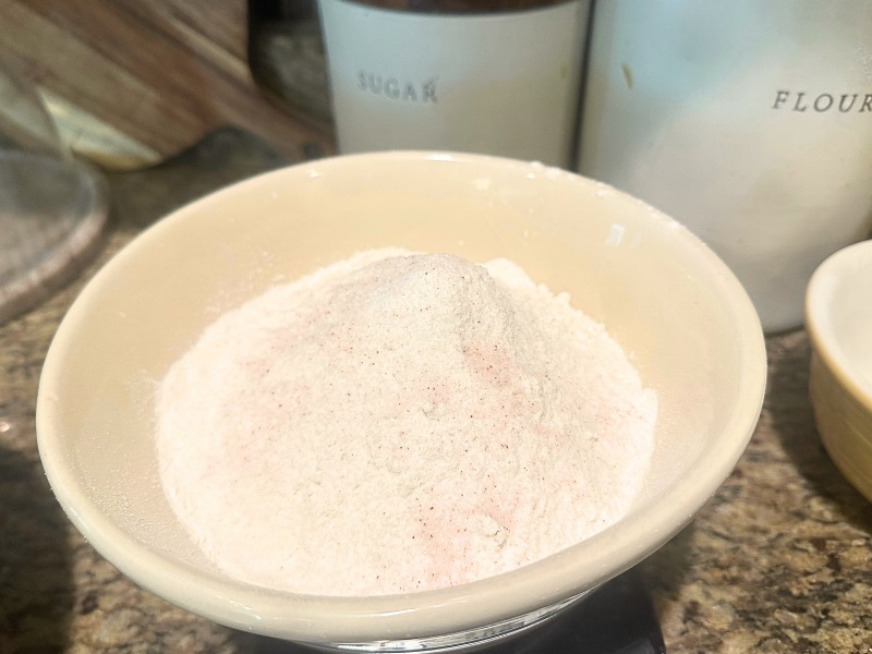 flour and salt in a bowl on countertop